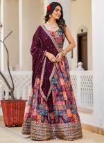 Georgette Multi Color Party Wear Printed Ready To Wear Lehenga Choli